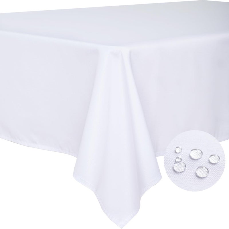 BYDOLL Table Cloth White 60x120 Inch Tablecloth for 6 Foot Rectangle Tables Outdoor Washable Wrinkle Free and Spillproof Polyester Tablecloth for Festival Camping Picnic Party Cover - Image 1